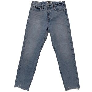 Levi's Strauss Premium Mid Rise Button Fly Wedge Raw Hem Ankle Denim Jeans